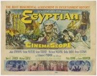 5b043 EGYPTIAN TC 1954 artwork of Jean Simmons, Victor Mature & Gene Tierney in ancient Egypt!