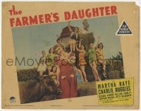 5b370 FARMER'S DAUGHTER LC 1940 Martha Raye with several sexy girls posing on hay bales!