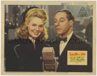 5b395 FOUR JILLS IN A JEEP LC 1944 close up of smiling Alice Faye & George Jessel by microphone!