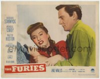 5b399 FURIES LC 1950 Wendell Corey tries to wrestle gun away from Barbara Stanwyck's hand!