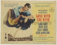 5b059 GONE WITH THE WIND TC R1961 art of Clark Gable carrying Vivien Leigh over burning Atlanta!