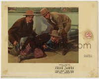 5b501 JESSE JAMES photolobby 1939 Henry Fonda helps wounded Tyrone Power laying on floor!