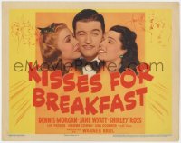 5b073 KISSES FOR BREAKFAST TC 1941 Dennis Morgan between pretty Jane Wyatt & Shirley Ross!