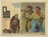 5b654 ONE EYED JACKS LC #7 1961 c/u of star & director Marlon Brando with Karl Malden on ground!