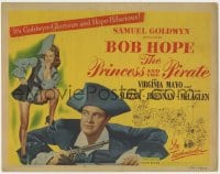 5b091 PRINCESS & THE PIRATE TC 1944 great c/u of Bob Hope with gun & sexy full-length Virginia Mayo!