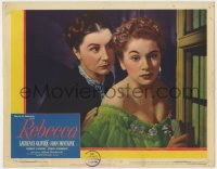 5b704 REBECCA LC R1946 Alfred Hitchcock, c/u of Joan Fontaine & Judith Anderson eavesdropping!