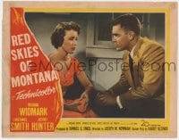 5b707 RED SKIES OF MONTANA LC #5 1952 great close up of pretty Constance Smith & Jeffrey Hunter!