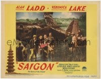 5b740 SAIGON LC #7 1948 Alan Ladd, Veronica Lake & others by airplane wreckage in Vietnam!