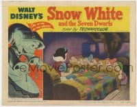 5b783 SNOW WHITE & THE SEVEN DWARFS LC #4 R1951 Disney, great image of her waking in their cottage!