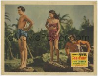 5b787 SON OF FURY LC 1942 John Carradine watches barely-dressed Tyrone Power & sexy Gene Tierney!