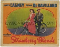 5b824 STRAWBERRY BLONDE LC 1941 great image of James Cagney & Olivia De Havilland on tandem bike!