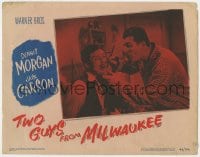5b911 TWO GUYS FROM MILWAUKEE LC #7 1946 wacky c/u of Jack Oakie trying to shave Dennis Morgan!