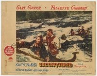 5b919 UNCONQUERED LC #6 1947 Gary Cooper & Paulette Goddard escape from Indians in canoe on river!