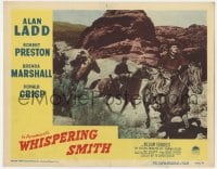 5b965 WHISPERING SMITH LC #4 1948 Alan Ladd on horseback leading man through the desert!