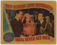 5b996 YOU'LL NEVER GET RICH LC 1941 Rita Hayworth between John Hubbard glaring at Fred Astaire!