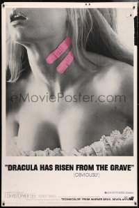 5c430 DRACULA HAS RISEN FROM THE GRAVE 40x60 1969 Hammer, c/u of sexy girl with bandaids on her neck!