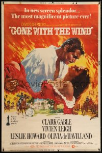 5c446 GONE WITH THE WIND 40x60 R1968 romantic art of Clark Gable & Vivien Leigh by Howard Terpning!