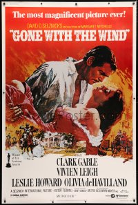 5c447 GONE WITH THE WIND 40x60 R1980s Clark Gable, Vivien Leigh, Terpning artwork, all-time classic!