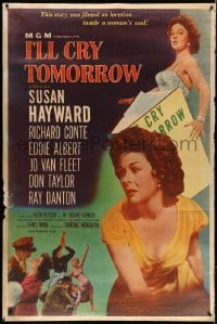 5c454 I'LL CRY TOMORROW style Z 40x60 1955 distressed Susan Hayward in her greatest performance!