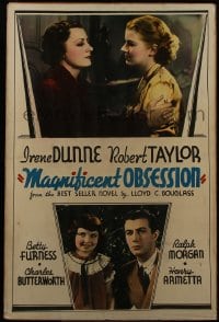 5c149 MAGNIFICENT OBSESSION Meloy Bros. 40x60 1935 Irene Dunne, Robert Taylor, Betty Furness!