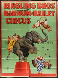 5c079 RINGLING BROS & BARNUM & BAILEY CIRCUS circus 8-sheet poster 1944 art of clowns and elephant!