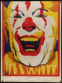 5c179 UNKNOWN CIRCUS POSTER 42x56 circus poster 1950s super close-up laughing clown!