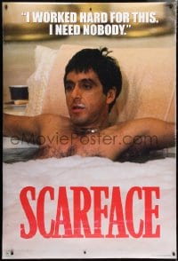 5c268 SCARFACE 40x59 commercial poster 2000s full color Pacino as Tony Montana in bathtub!