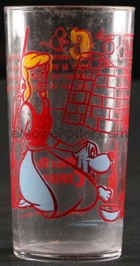 5c014 CINDERELLA drinking glass 1960s great glass with really cool art of characters!