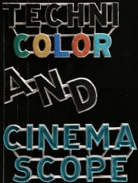 5c054 CINEMASCOPE & TECHNICOLOR cast iron marquee signs 1950s colorful design, Adler Sign Letter Co.