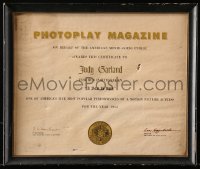 5c056 JUDY GARLAND 12x14 framed certificate 1954 Photoplay gave it to her for A Star Is Born!