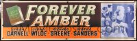 5c514 FOREVER AMBER paper banner R1953 sexy Linda Darnell, Cornel Wilde, directed by Otto Preminger!