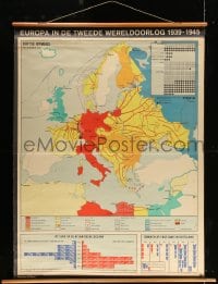 5c288 EUROPA IN DE TWEED WERELDOORLOG 1939 - 1945 47x64 Dutch special poster 1969 World War II map!
