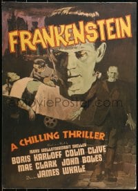 5c135 FRANKENSTEIN 20x28 special poster 1976 Karloff as the monster from 1960s re-release one sheet!