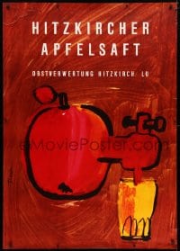 5c364 HITZKIRCHER APFELSAFT 36x50 Swiss advertising poster 1960 Nikolaus Troxler art of apple juice!