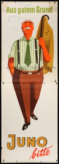 5c380 JUNO cane style 33x94 German advertising poster 1950s Walter Muller smoking art!