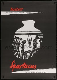 5c342 SPARTACUS 32x45 East German stage poster 1973 Roman pot with figures drawn on it by Dobieca!