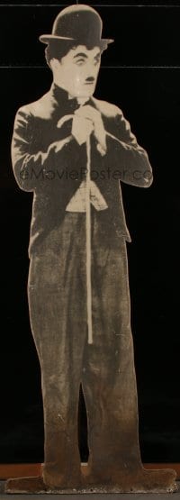 5c066 CHARLIE CHAPLIN 25x71 standee 1931 full-size image as The Tramp with bowler & bamboo cane!