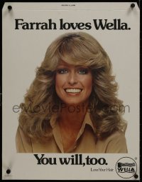 5c067 FARRAH FAWCETT standee 1970s smiling close-up, she loves Wella hair products & you will too!