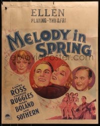 5c114 MELODY IN SPRING jumbo WC 1934 art of romantic tenor Lanny Ross & Ann Sothern, ultra rare!