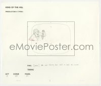 5d074 KING OF THE HILL animation art 2000s cartoon pencil drawing of fisherman with tiny catch!