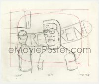 5d080 KING OF THE HILL animation art 2000s cartoon pencil drawing of worried Hank by Dale!