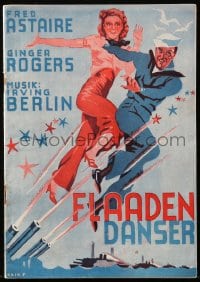 5d270 FOLLOW THE FLEET Danish program 1936 Fred Astaire & Ginger Rogers, art by Erik Frederiksen!