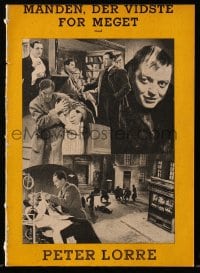 5d313 MAN WHO KNEW TOO MUCH Danish program 1935 Alfred Hitchcock, Peter Lorre, Leslie Banks, rare!