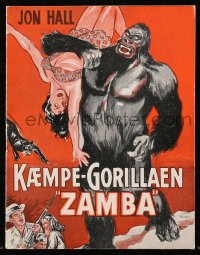 5d386 ZAMBA Danish program 1950 completely different Wenzel art of giant African ape & sexy babe!