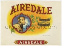 5d157 AIREDALE 7x9 cigar box label 1900s great dog artwork, always a winner!