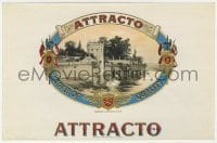5d159 ATTRACTO 7x10 cigar box label 1920s cool logo artwork with embossed gold foil!