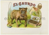 5d178 EL GAURDO 6x9 cigar box label 1900s great artwork of bulldog guarding the cigars!