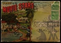 5d025 HOMES OF THE MOVIE STARS 4x6 postcard booklet 1940 fold-out w/huge houses pictured/ w 18 cards