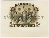 5d202 SARAMITA 7x9 cigar box label 1910s cool logo artwork with embossed gold foil outlines!