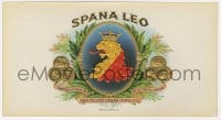 5d205 SPANA LEO 6x10 cigar box label 1910s cool embossed lion logo with gold foil outline!